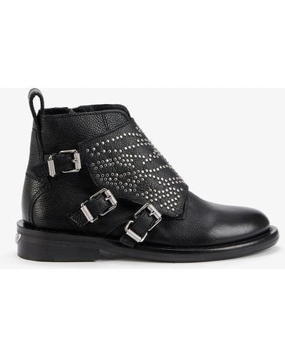 Zadig & Voltaire Laureen Buckled Smooth-leather Ankle Boots - Black