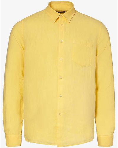 Vilebrequin Caroubis Brand-embroidered Regular-fit Linen Shirt - Yellow