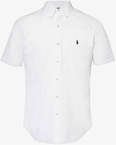 Polo Ralph Lauren Logo-embroidered Cotton-seersucker Shirt - White