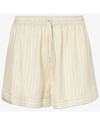 LeKasha High-rise Elasticated-waist Silk Shorts - White