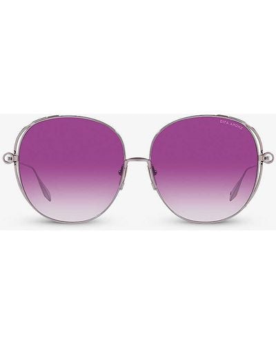 Dita Eyewear D4000431 Arohz Round-frame Metal Sunglasses - Purple