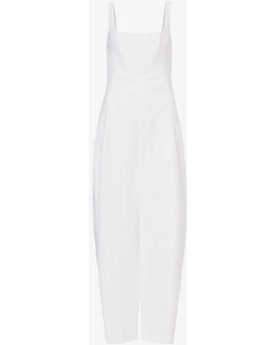 Stella McCartney Corset-bodice Straight-leg Woven Jumpsuit - White