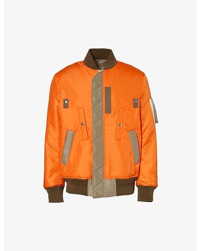 Sacai Contrast-pocket Dropped-shoulder Relaxed-fit Shell Jacket - Orange