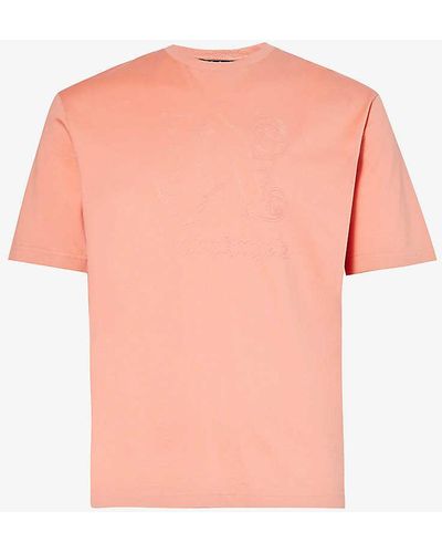 Palm Angels Monogram Brand-patch Cotton-jersey T-shirt - Pink