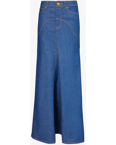Zimmermann Godet-insert Flared Denim Maxi Skirt - Blue