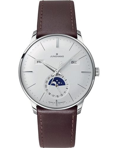 Junghans 027/4200.01 Meister Stainless Steel And Leather Calendar Watch - Gray