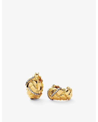 Missoma X Lucy Williams Waffle 18ct Yellow- Plated And Cubic Zirconia Hoop Earrings - Metallic