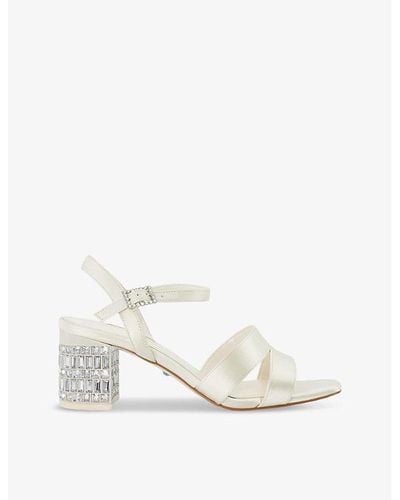 Dune Bridal Matrimony Crystal-embellished Satin Heeled Sandals - White