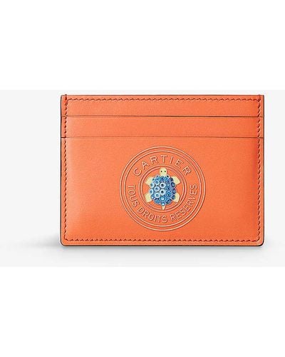 Cartier Characters Leather Card Holder - Orange