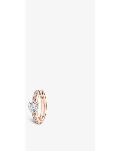 Thomas Sabo Heart 18ct Rose-gold Plated Sterling-silver And Zirconia Single Hoop Earring - White