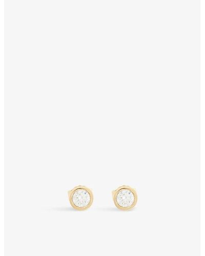Skydiamond Stud-design Recycled 18ct Yellow-gold And 0.84ct Brilliant-cut Diamond Earrings - White