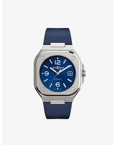 Bell & Ross Br05a-bl-stsrb Stainless-steel And Rubber Automatic Watch - Blue