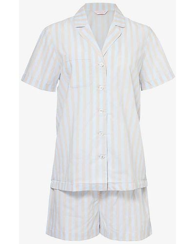 Derek Rose Amalfi Relaxed-fit Cotton Pyjama Set - White