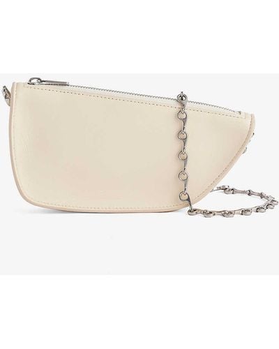 Burberry Shield Micro Leather Cross-body Bag - Natural