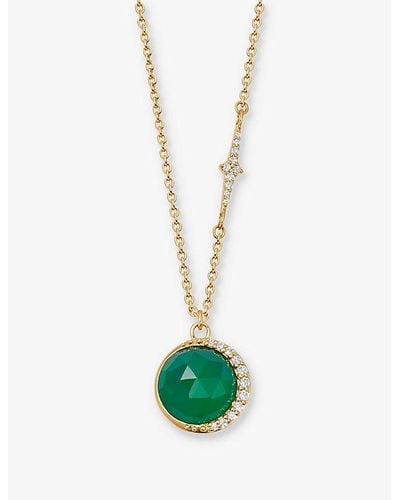 Astley Clarke Luna Large 18ct Yellow Gold-plated Vermeil Sterling-silver And Chalcedony Pendant Necklace - Green