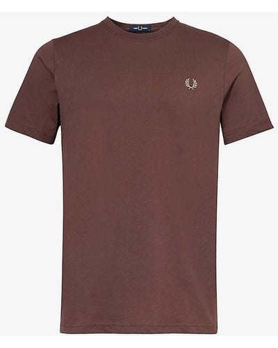 Fred Perry Ringer Logo-embroidered Cotton-jersey T-shirt - Purple