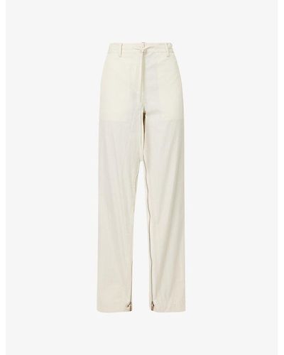 Helmut Lang Structured-waist Wide-leg Mid-rise Cotton-blend Pants - White