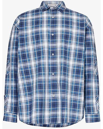 1017 ALYX 9SM Plaid-print Long-sleeve Cotton Shirt - Blue