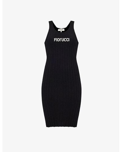 Fiorucci Angolo Brand-print Wool Midi Dress - Black