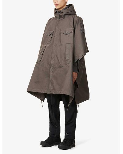 Stone Island Ghost Hooded Cotton Poncho - Grey