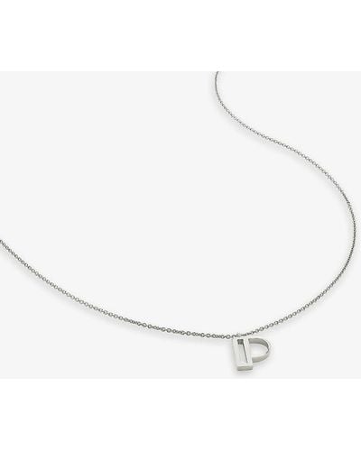 Monica Vinader P Letter-charm Recycled Sterling-silver Pendant Necklace - White