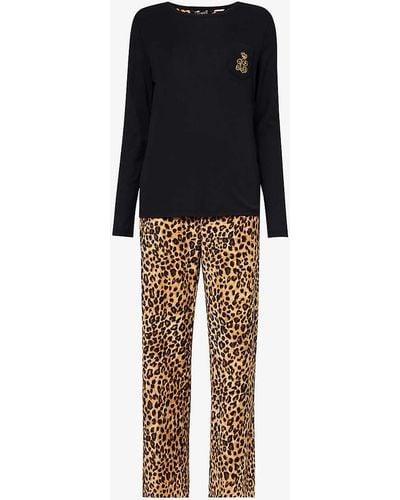 Lauren by Ralph Lauren Logo-embroidered Cotton And Recycled-polyester-blend Pyjamas - Multicolour