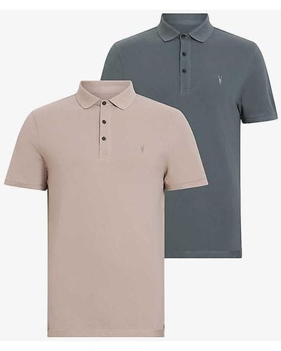 AllSaints Reform Logo-embroidered Short-sleeve Cotton Polo Pack Of Two X - Multicolour