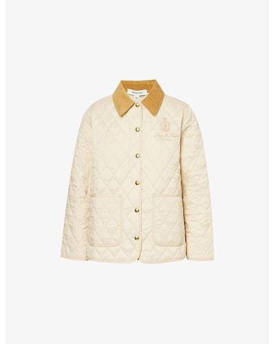 Sporty & Rich Quilted Corduroy-collar Shell Jacket - Natural