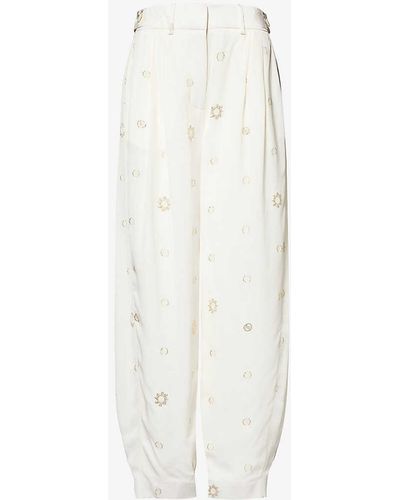Stella McCartney Banana Wide-leg High-rise Woven Trousers - White