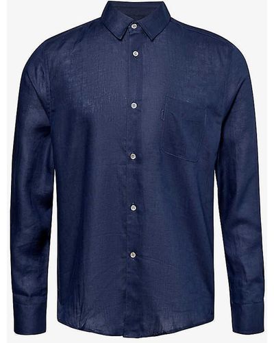 Derek Rose Vy Monaco Regular-fit Linen Shirt - Blue
