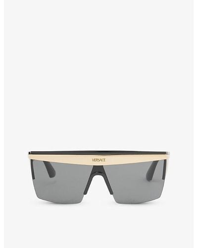 Versace Ve2254 Shield-frame Metal Sunglasses - Gray