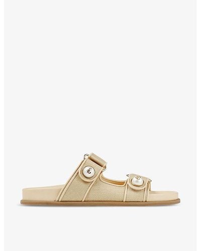 Jimmy Choo Tural/tural Fayence Pearl-embellished Woven Sandals - Natural