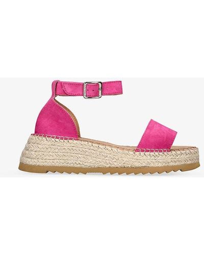 Carvela Kurt Geiger Chase Rope Textured-sole Suede Espadrille Sandals - Pink