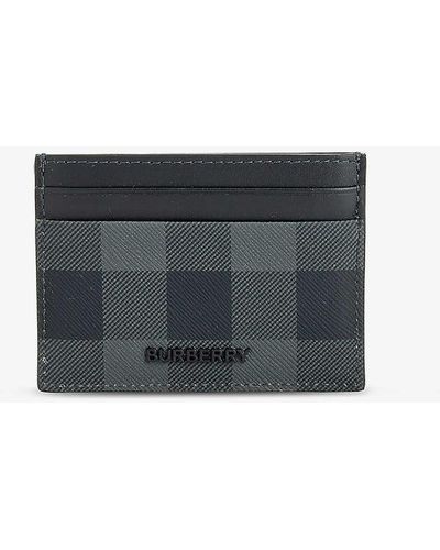 Burberry Checked Coated-canvas Cardholder - Blue