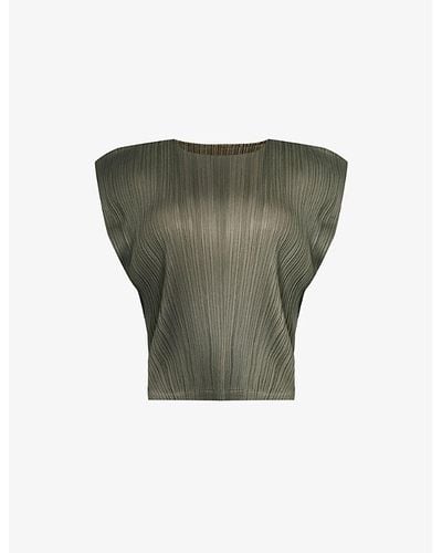 Pleats Please Issey Miyake Basic Pleated Knitted Top - Green