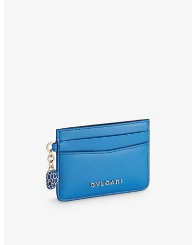 BVLGARI Serpenti Forever Snakehead-charm Leather Card Holder - Blue