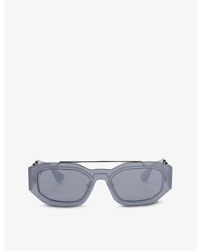 Versace Ve2235 Oval-frame Metal Sunglasses - Grey