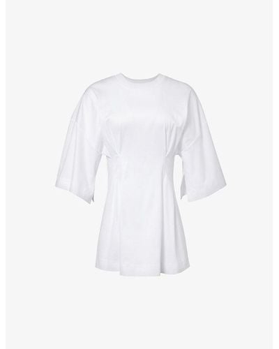Max Mara Giotto Pleated-waist Cotton-jersey Mini Dress - White