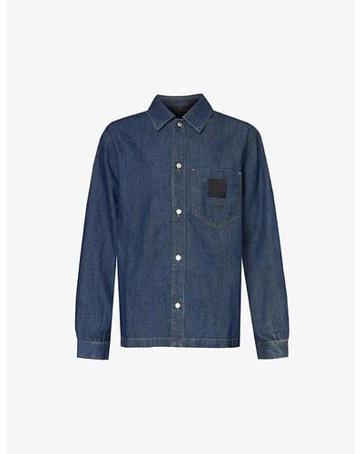 Givenchy Brand-patch Boxy-fit Denim Shirt X - Blue