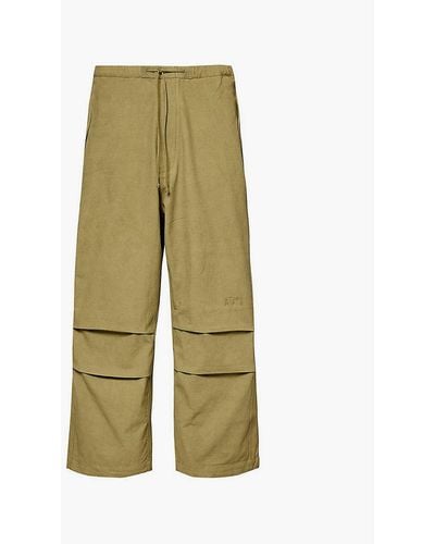 STORY mfg. Paco Wide-leg Mid-rise Organic-cotton Trousers - Green