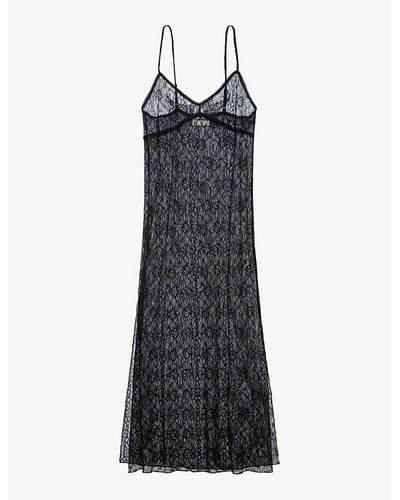 Zadig & Voltaire Ryzig V-neck Lace-embroidered Woven Midi Dress - Black