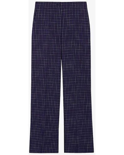 Claudie Pierlot Checked Straight-leg Stretch-woven Trousers - Blue
