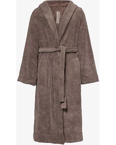 Rick Owens Logo-embellished Relaxed-fit Cotton-towelling Robe - Brown