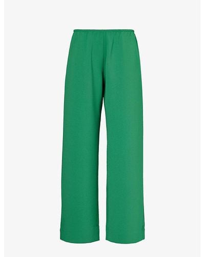 Leset Arielle Elasticated-waistband Mid-rise Wide-leg Woven Pants - Green