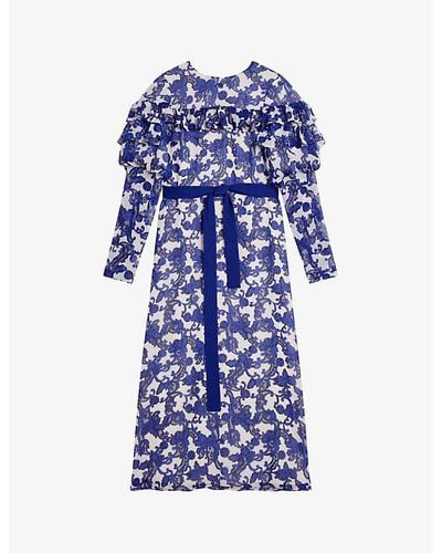 Ted Baker Marquis Paisley-print Recycled-polyester Midi Dress - Blue