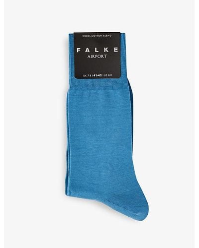 FALKE Airport Stretch-wool Blend Socks - Blue