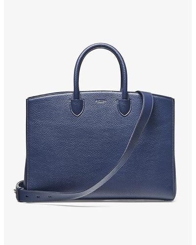 Aspinal of London Madison Branded Leather Tote Bag - Blue
