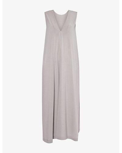 Issey Miyake Draped Relaxed-fit Woven-blend Midi Dress - Gray