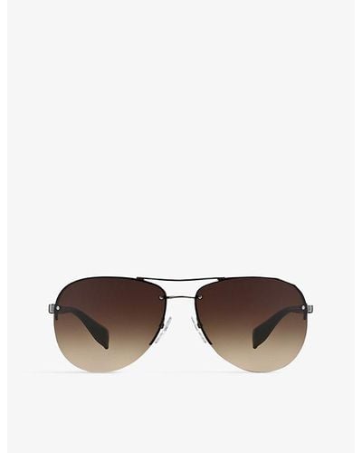 Prada Linea Rossa Ps56ms62 Pilot-frame Sunglasses - Brown
