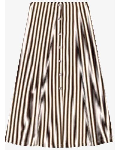 Claudie Pierlot Stripe-pattern Cotton Midi Skirt - Natural